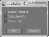 Subdivision Options dialog box