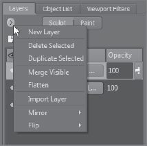 Layers window menu → New Layer