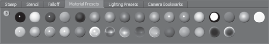 Material Presets tray