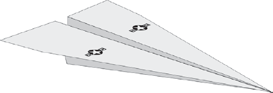 A paper airplane with a United States Air Force decal on its wings