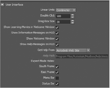 Mudbox preferences Linear Units setting