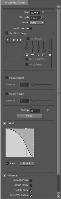 Flatten tool properties