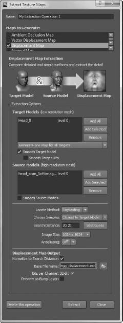 Extract the Texture Maps dialog box