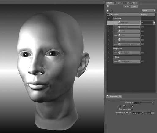 Model with all textures turned off on the head