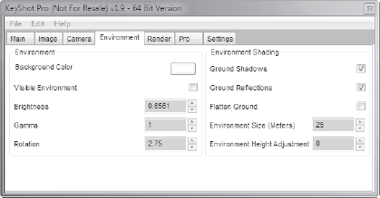 Ground Shadows and Reflections options on the Environment tab