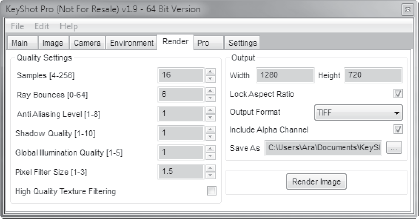 Render tab properties