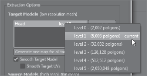 Selecting subdivision level 1