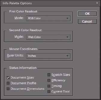 The Info Palette Options dialog box.