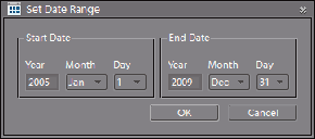 Open the Set Date Range dialog box and specify the start and end dates.