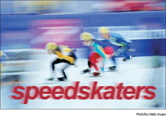 Applying a motion blur to type can make it appear as fast as the skaters.