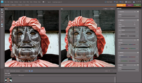 Edit Quick mode enables you to view before-and-after previews of your image.