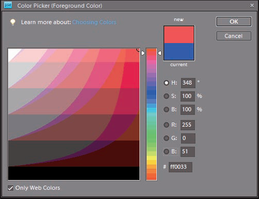 Check Only Web Colors to display the Web Safe color palette.