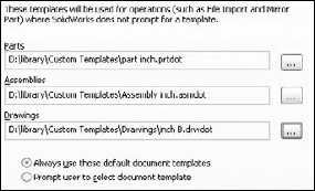 The Tools Options Default Templates settings