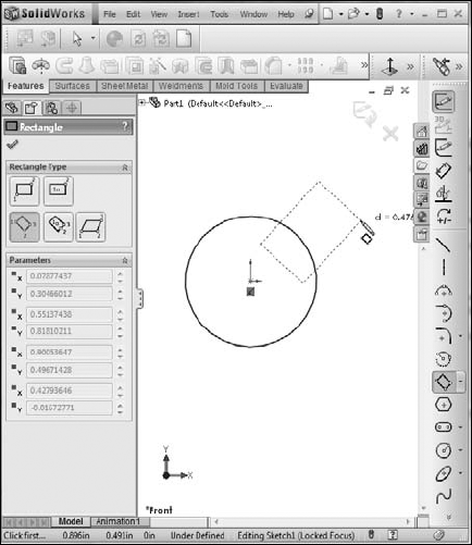 Sketching a three-point rectangle