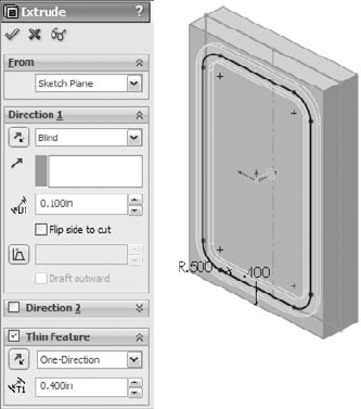 Creating the groove with a thin feature cut