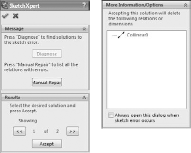 The SketchXpert dialog box