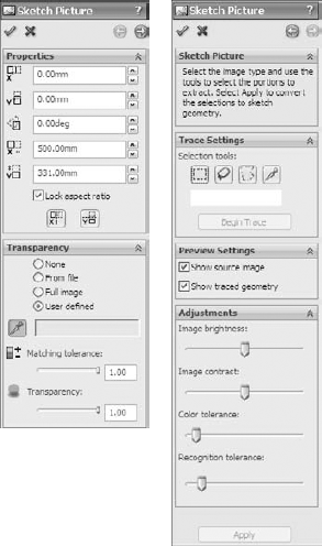 The Sketch Picture and Auto Trace PropertyManagers