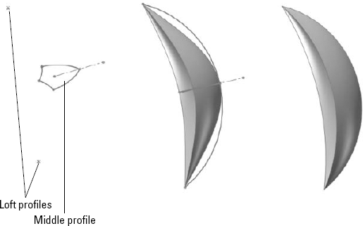 A loft with and without guide curves