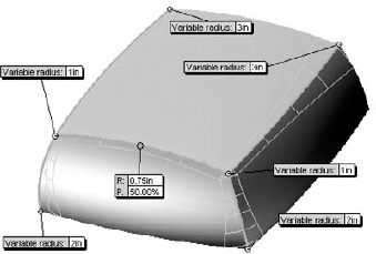 The setback fillet setup for Steps 1 through 3