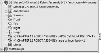 The newly created virtual component subassembly and its external parts