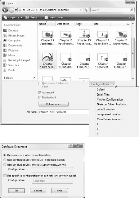 The Advanced option for assemblies in the Open dialog box