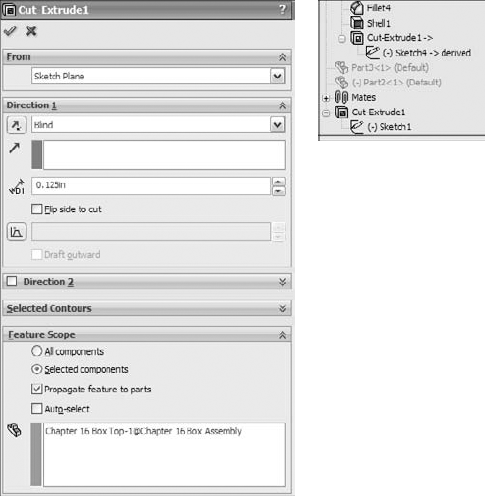 Propagating an assembly feature to the part