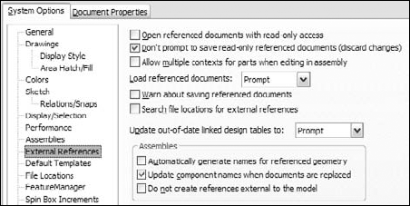 The Tools Options External References pane