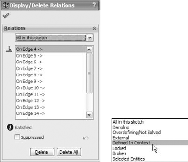 Sorting sketch relations by type