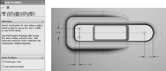 The positions of holes in Step 9