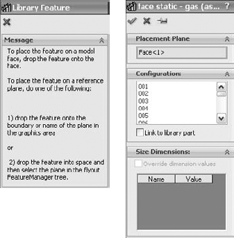 Placing the feature and selecting the configuration