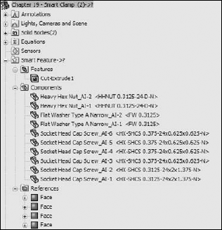 Part of the FeatureManager of a Smart Component