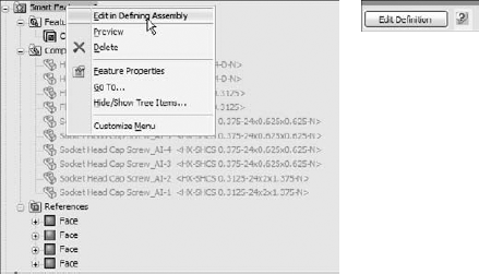 Selecting the Edit in Defining Assembly command