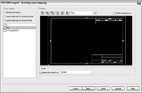 The Drawing Layer Mapping screen