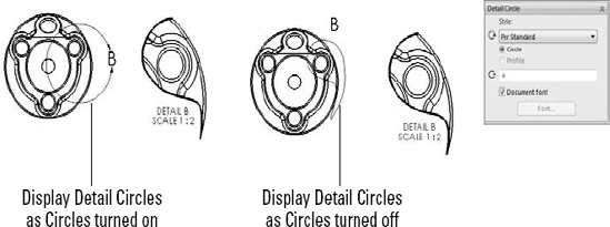 Drawing a closed loop with the Display Detail Circle as Circles option both on and off