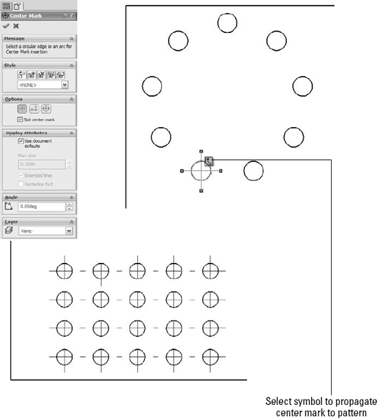 Options available for center marks