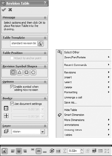 The Revision Table PropertyManager interface