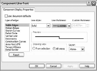 The Component Line Font dialog box