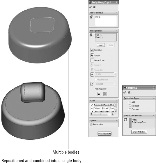 Using the Move/Copy Bodies and Combine features