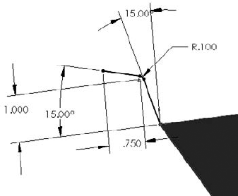 The sketch to start a Miter Flange