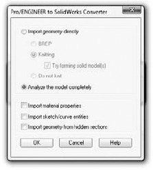 Converting Pro/ENGINEER files to SolidWorks gives you some options.