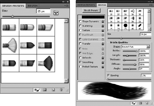 The new Bristle Brushes allow you to define bristle length, shape, stiffness, and behavior, providing realistic brush effects.