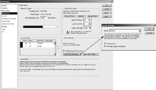 The Performance settings in the Preferences dialog box allow you to limit Photoshop so it does not consume too many resources on your system.