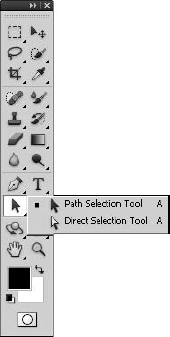 Using the Path Selection tools, you can select, move, and scale one or more paths, as well as edit individual anchor and direction points on a path.