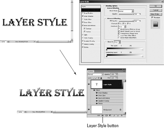 Because vector text is applied as a layer, you can use the Layer Style option to apply a variety of layer styles to your text.