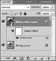 When a Smart Filter is applied to a Smart Object, it becomes a sublayer, easily viewable and editable.