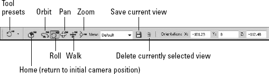 The 3D camera tools are similar in look and function to the 3D object tools.