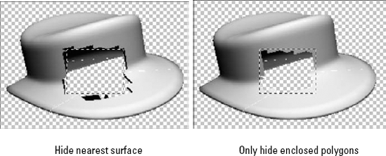 Hiding the nearest surface and hiding enclosed polygons protect hidden areas as well as revealing new ones.