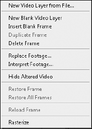 The Video Layers menu