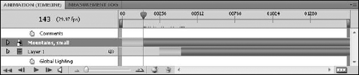 After moving the layer in point to the current time indicator, the trimmed section (light green) is still before the current time indicator and the "in point" is defined as the beginning of the visible section of the video layer.