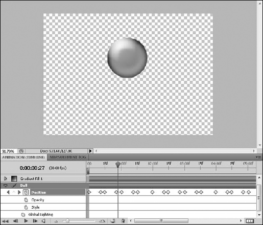 Adding a couple of extra keyframes can make the ball's bounce more realistic.